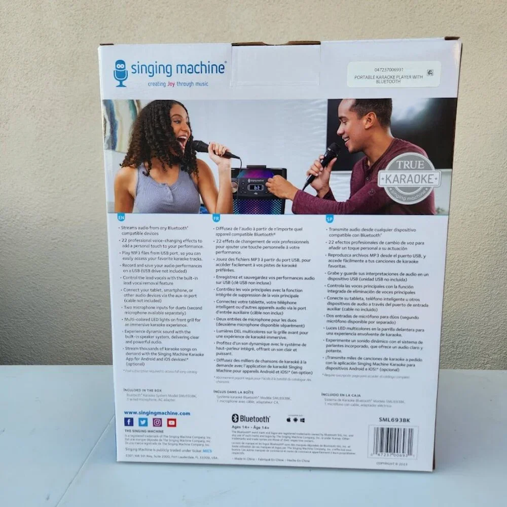 New Karaoke Singing Machine Portable Bluetooth Speaker Microphone Light Show Par - Picture 14 of 16